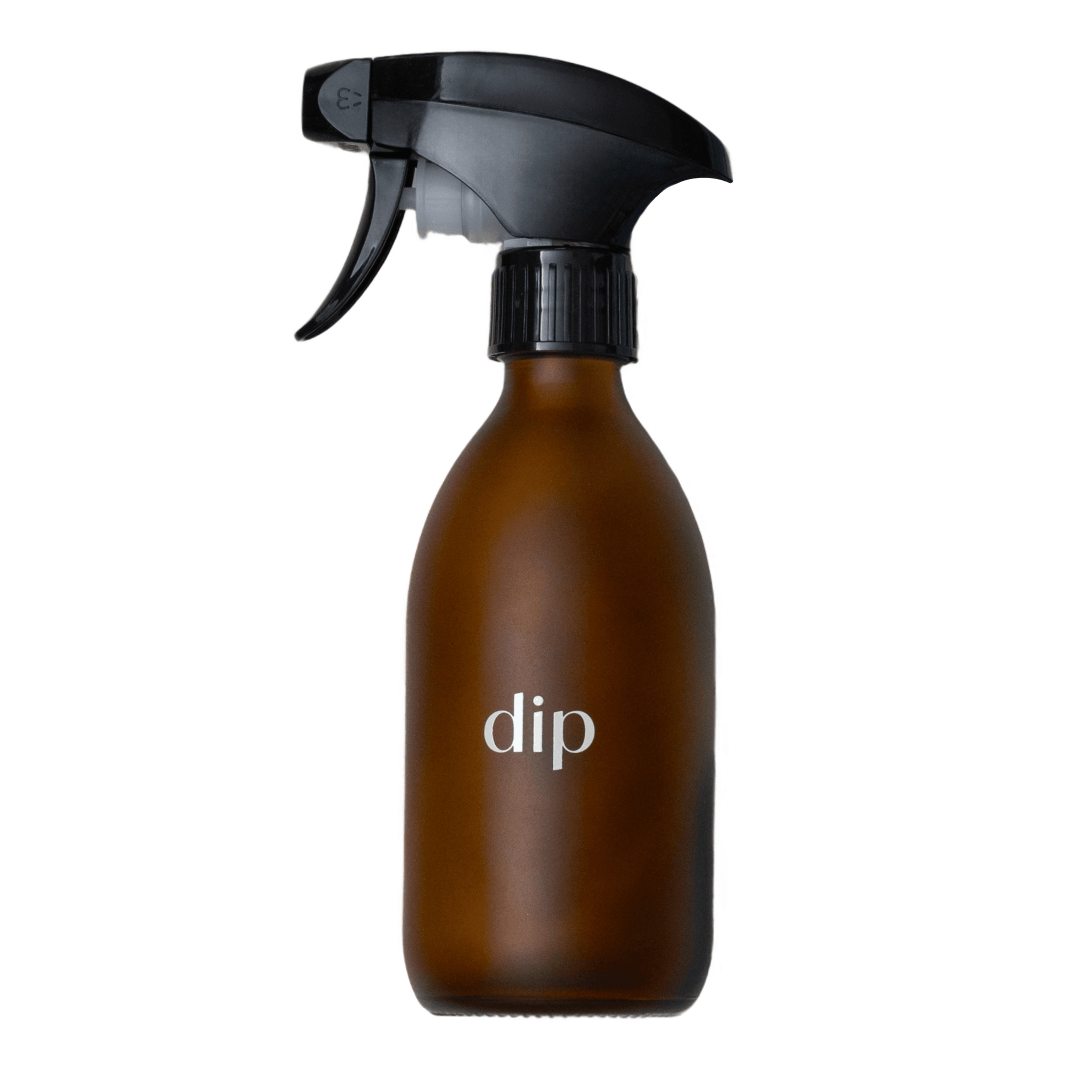 Dip refillable amber glass spray bottle